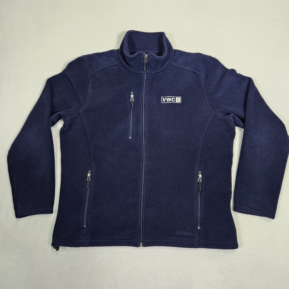 LL‎ Bean Jacket Mens XL Navy Sweater Fleece Slightly Fitted Full Zip Hoodie LOGO